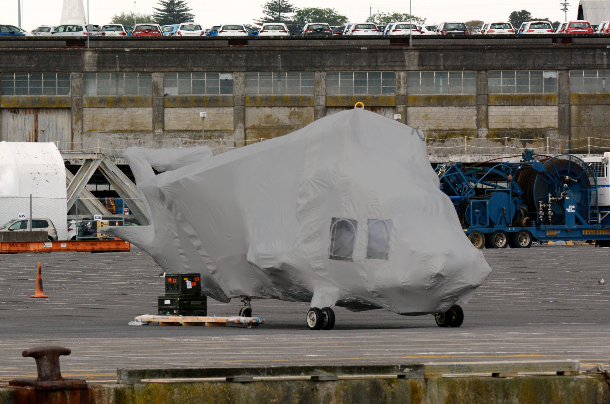 New Helicopter Covered In Protective Plastic Wrap